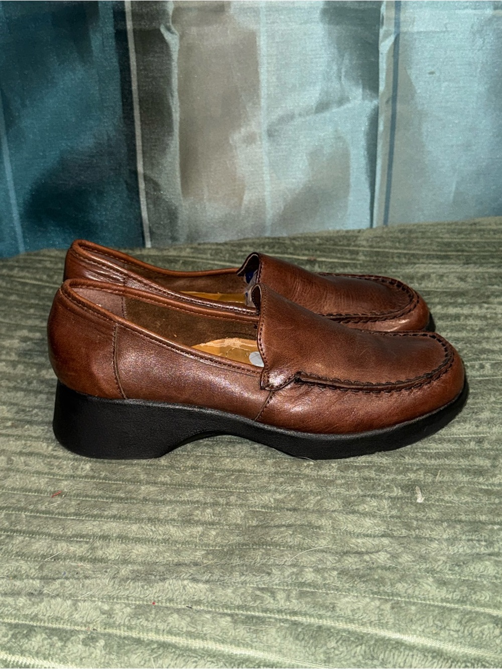 Women's Brown Leather Slip-On Loafers with Cushioned Sole